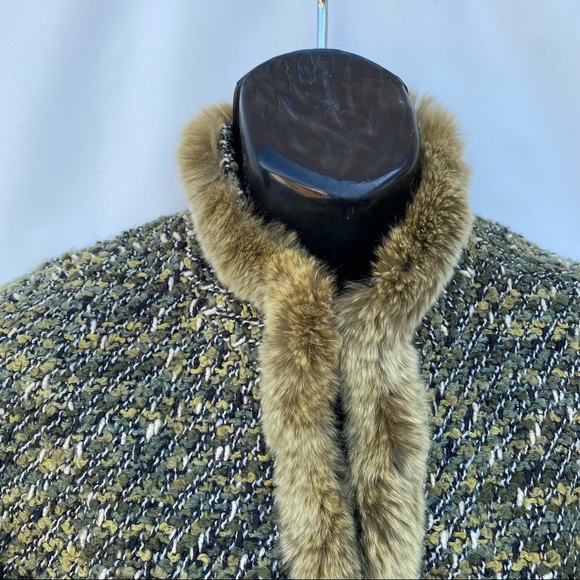 LAFAYETTE 148 New York Green Boucle & Rabbit Fur Jacket Size 12 - Picture 2 of 16